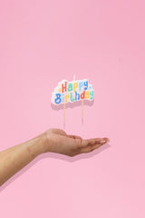 Colourful Happy Birthday White Block Candle