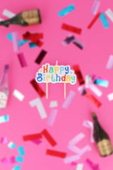 Colourful Happy Birthday White Block Candle