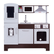 Teamson Kids Munich grey wooden play kitchen with microwave, oven, refrigerator, and battery powered writing board