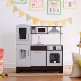Teamson Kids Munich Kids Wooden Play Kitchen & Battery Powered Writing Board Grey TD-13411A