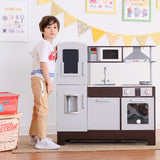 Teamson Kids Munich Kids Wooden Play Kitchen & Battery Powered Writing Board Grey TD-13411A