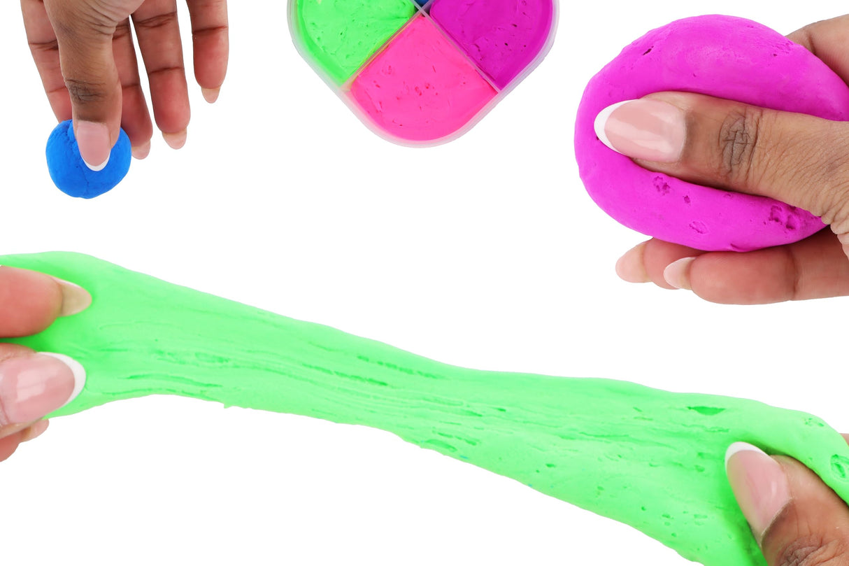 12 x Bouncing Putty Age 3+ 4-Tone Tub 60g Squishy Fun Sensory Relief Fidget Bouncy Putty Kids Party Bag Favours Loot Bag Stocking Fillers Lucky Dip Favours for Boys and Girls
