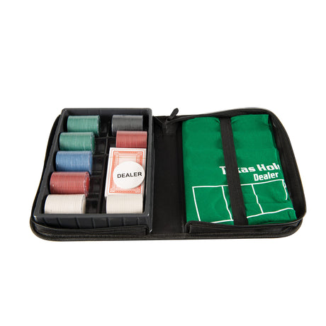 Funtime Gifts POKER KING TRAVEL POKER SET – Casino Game with 160 Chips, Playing Cards, Poker Mat & Carry Case – Ideal for Poker Nights & Gambling Games