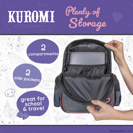 Hello Kitty Backpack with two compartments and two side pockets, spacious and ideal for school and travel