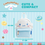 Blue Sky Studios Hello Kitty Cinnamoroll mini backpack in white and blue with cute face and adjustable straps