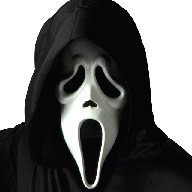 Scream 4 Ghost Face mask with black hooded shroud adult Halloween accessory