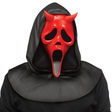 Scream Devil Mask red ghost face with horns and black hood accessory for adults