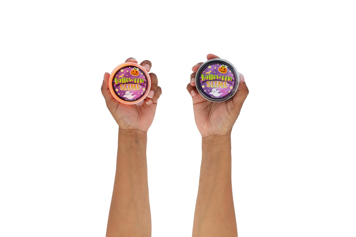 Henbrandt 24 x Slime Tubs Halloween Party Bag Favours for Kids Orange Pumpkin Putty Lucky Dip Favours Loot Bag Stocking Fillers for Boys and Girls