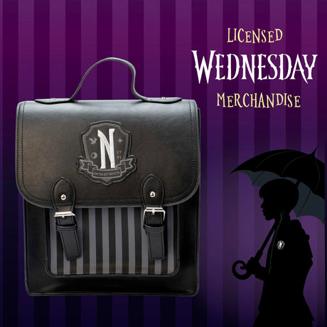 Blue Sky Studios Wednesday Satchel Bag, Large Backpack for Work or School Supplies, Licensed Wednesday Accessories