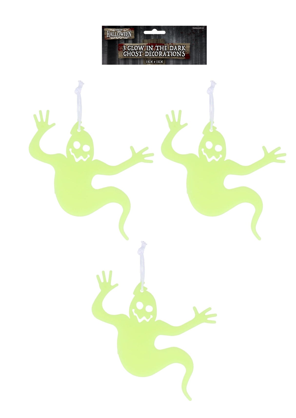 Pack of 3 Glow in the Dark Hanging Ghosts