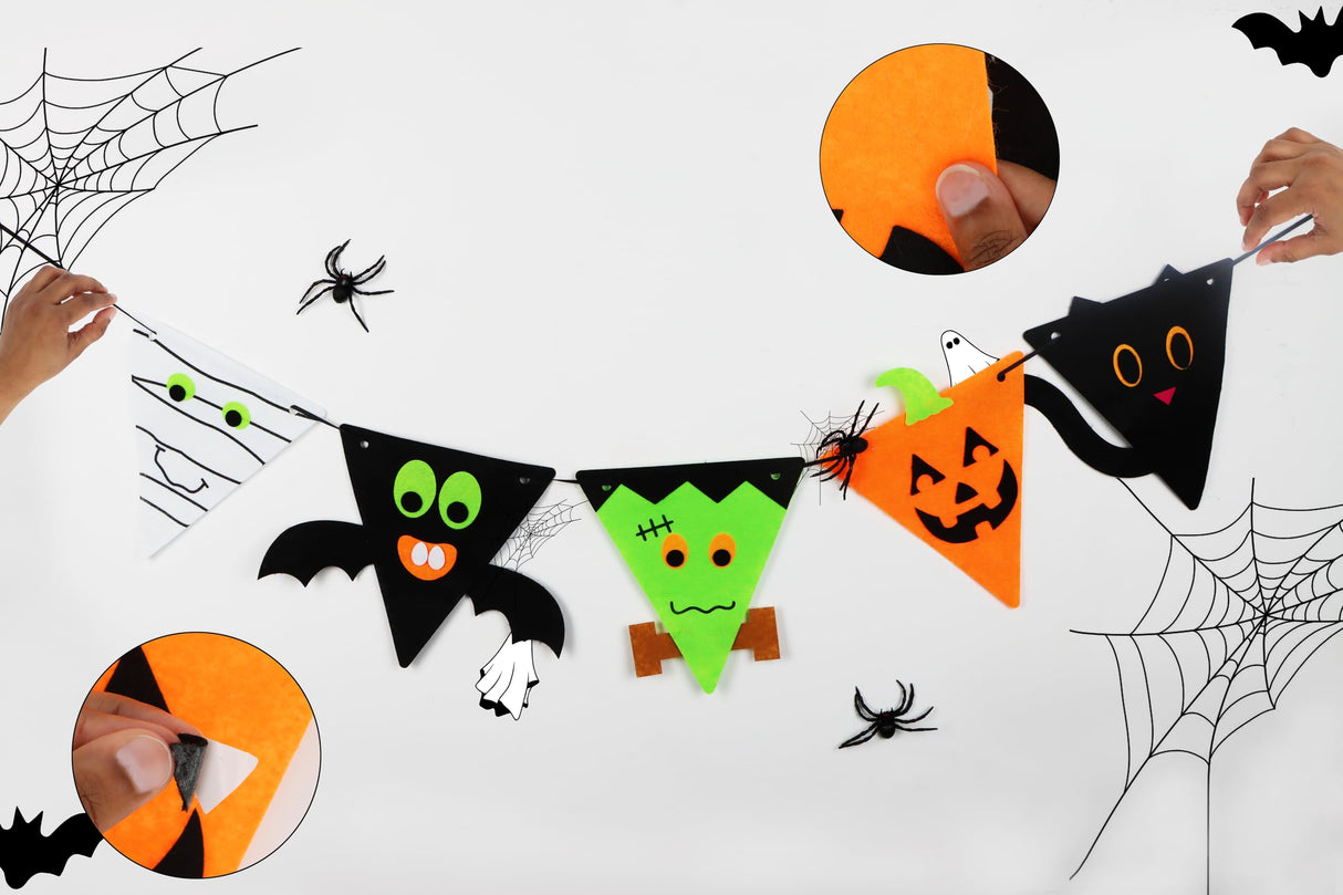Halloween Felt Bunting Craft Kit DIY Halloween Bunting 3m with 5 Pennants