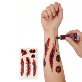 Fake Blood Kit with Realistic Scar Tattoos Quantities of 12 Wholesale