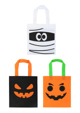 Henbrandt Halloween Treat Bags 3-Pack - Large 28cm x 34cm Trick or Treat Bags with Mummy, Pumpkin Designs - Kids Party Favour Goodie Bags for Spooky Celebrations