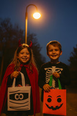 Henbrandt Halloween Treat Bags 3-Pack - Large 28cm x 34cm Trick or Treat Bags with Mummy, Pumpkin Designs - Kids Party Favour Goodie Bags for Spooky Celebrations