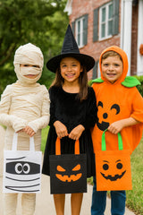 Henbrandt Halloween Treat Bags 3-Pack - Large 28cm x 34cm Trick or Treat Bags with Mummy, Pumpkin Designs - Kids Party Favour Goodie Bags for Spooky Celebrations