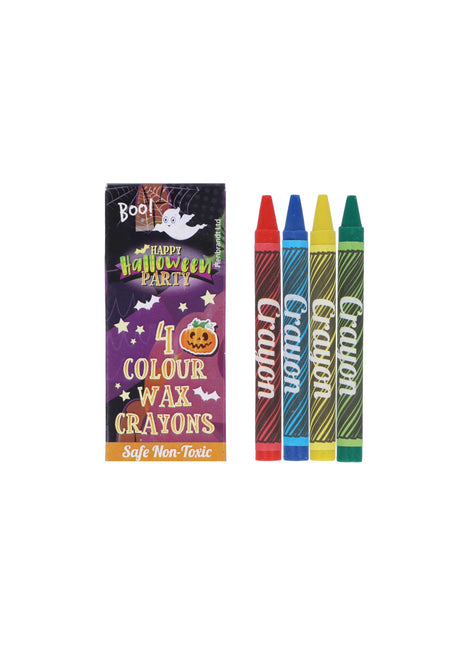 HENBRANDT 120 x Halloween Mini Wax Crayon Packs - 4 Vibrant Colours Green Yellow Red Blue Safe Non-Toxic Kids Drawing Craft Gift School Party Favours Bulk Pack Perfect for Trick or Treat