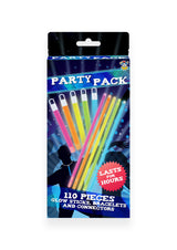 Ultimate Glow Stick Party Pack 110 PCS - Multicolour LED Light Sticks Bracelets Connectors for Kids Adults Festivals Parties Raves Nighttime Events
