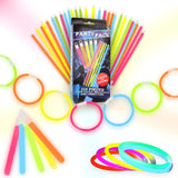 Ultimate Glow Stick Party Pack 110 PCS - Multicolour LED Light Sticks Bracelets Connectors for Kids Adults Festivals Parties Raves Nighttime Events