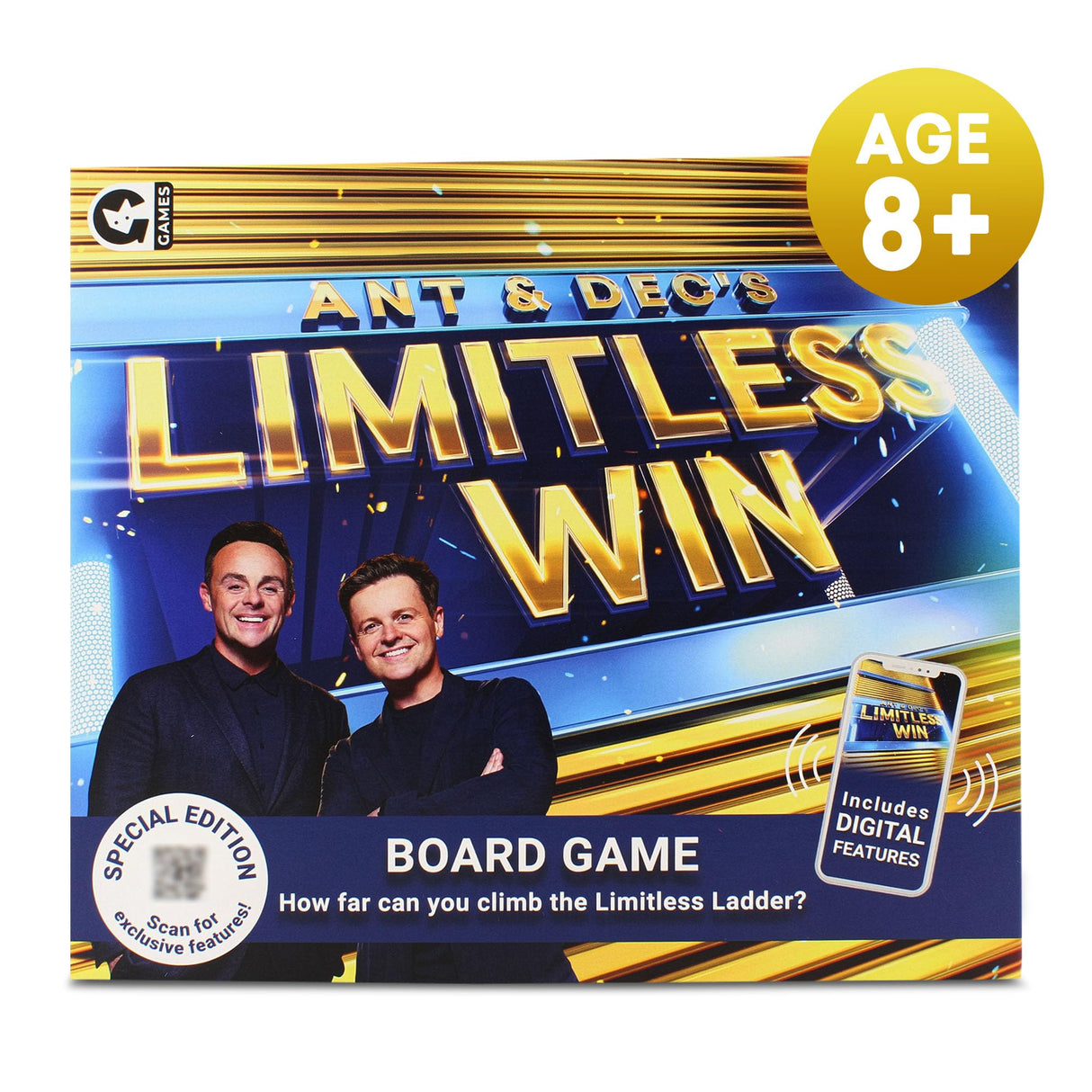 Ant & Dec's Limitless Win Special Edition Board Game. Answer Fun Family Trivia Questions to Climb the Money Ladder. Just Like ITV's Hit TV Show. For 2+ Players, Aged 8+.