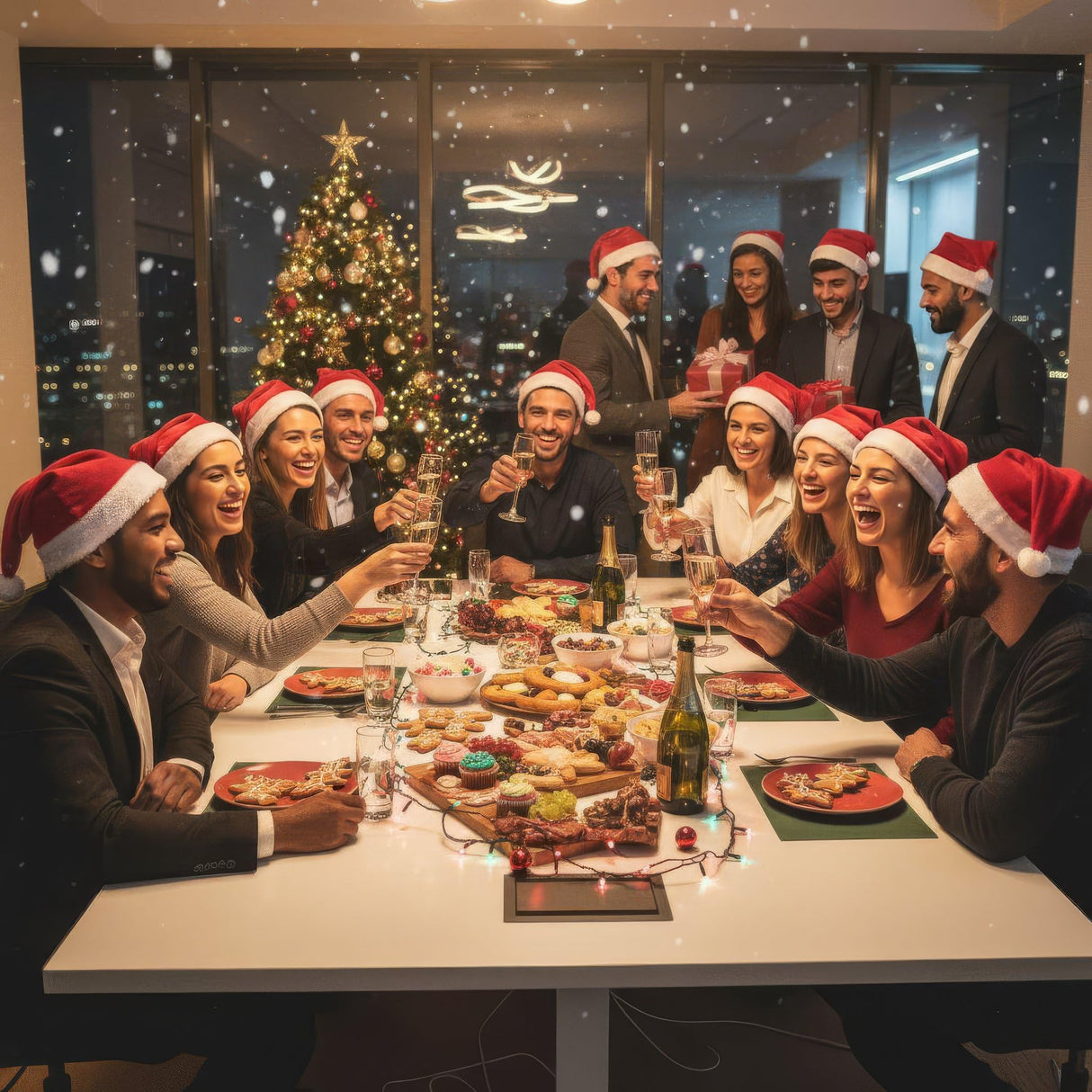 Pack of 12 Christmas Santa Hats - Classic Red Festive Party Costume Accessory for Adults Office Parties Xmas Celebrations Event Fancy Dress Bulk Novelty Hats for Men and Women