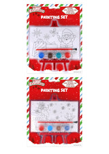 Christmas Mini Painting Party Favour Sets with Plastic Easel and Canvas Colouring Card Craft Activity Kit for Kids 2 Designs Xmas Party Supplies for Boys and Girls