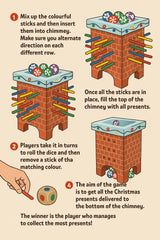 Playwrite Santa’s Chimney Present Drop Wooden Game – Festive Stick & Dice Family Game for Kids | Christmas Tabletop Toy for Holiday Parties & Gifts