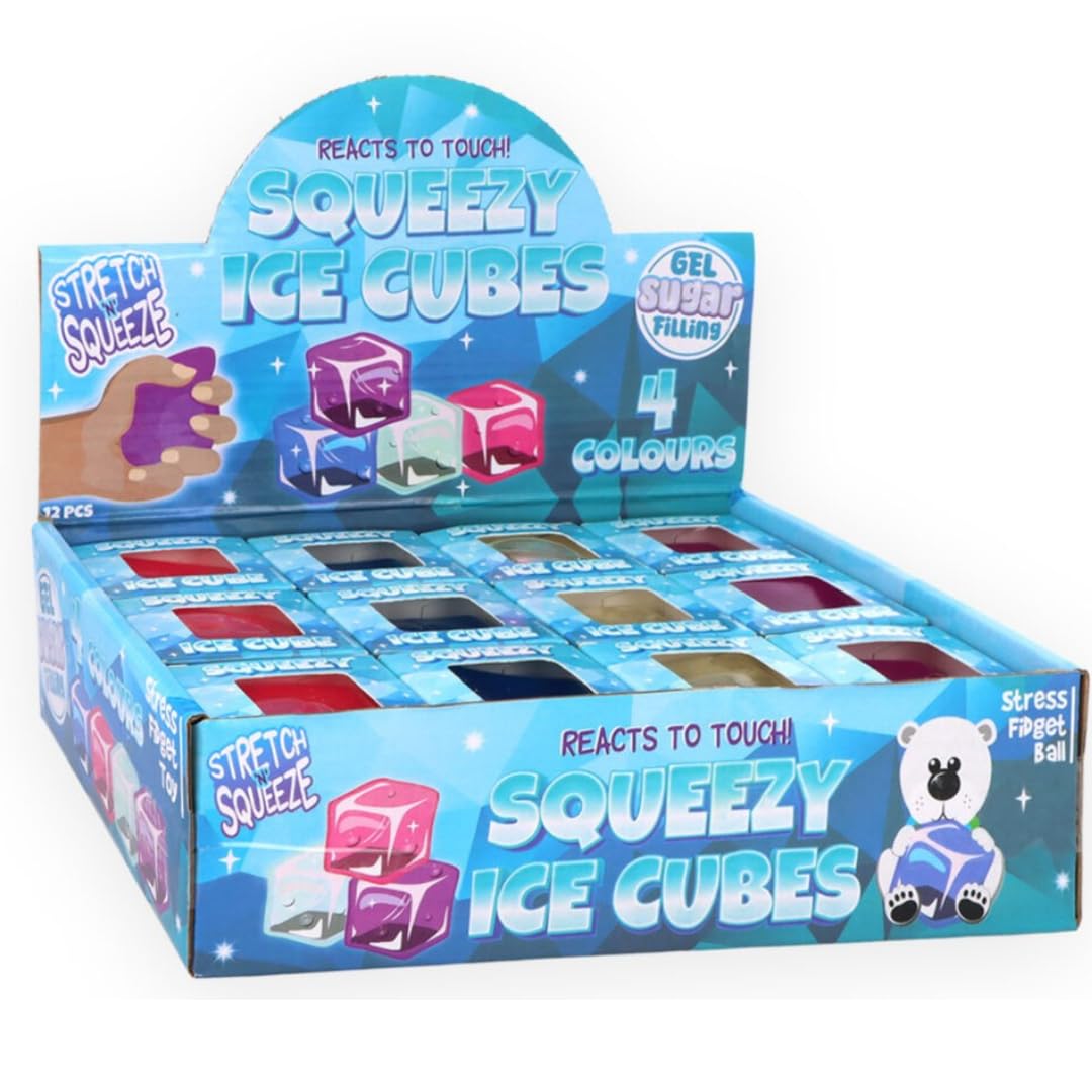 Squeeze Ice Cube Toy with Sugar/Maltose Filling (5cm) 4 Assorted Colours Quantities of 12 Wholesale