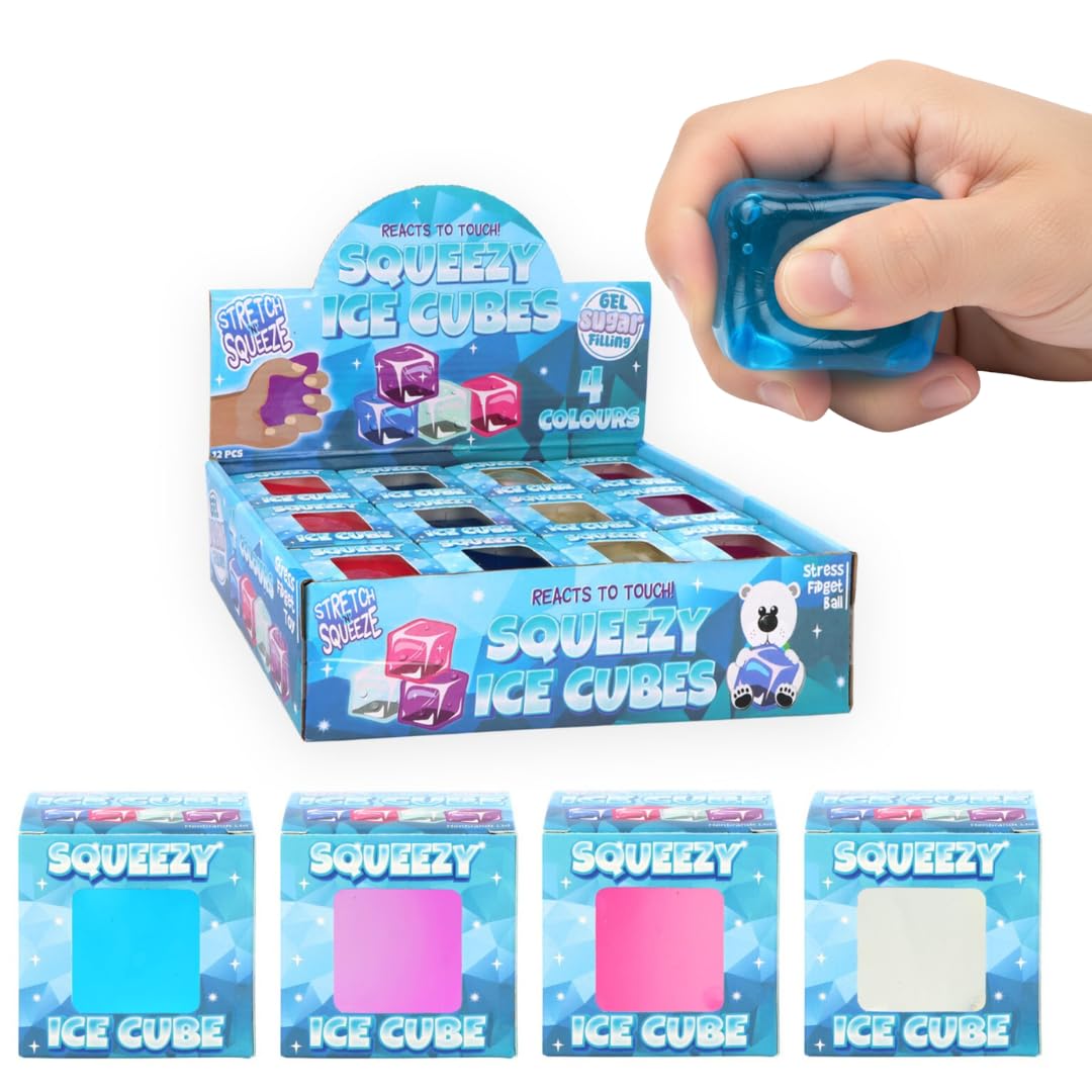 Squeeze Ice Cube Toy with Sugar/Maltose Filling (5cm) 4 Assorted Colours Quantities of 12 Wholesale