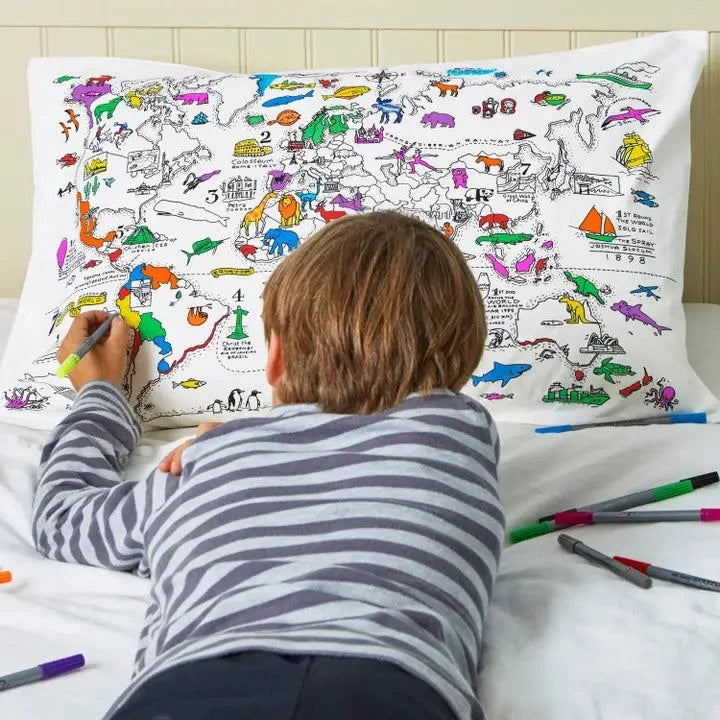 World Map Pillowcase - Diy Colouring Kit - TC Toys