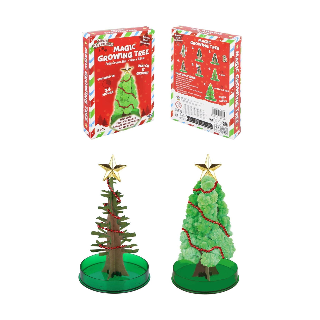 Magic Growing Christmas Tree Kit with festive decorations, ideal for a fun science experiment.