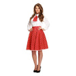 Red polka dot skirt and necktie, fancy dress adult outfit.