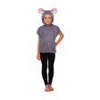 Children’s grey mouse costume with hood and pink-lined ears, suitable for ages 10-12, ideal for World Book Day and fancy dress events.