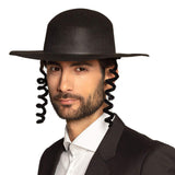 Adult Rabbi Hat with black braids, one size fit for adults.