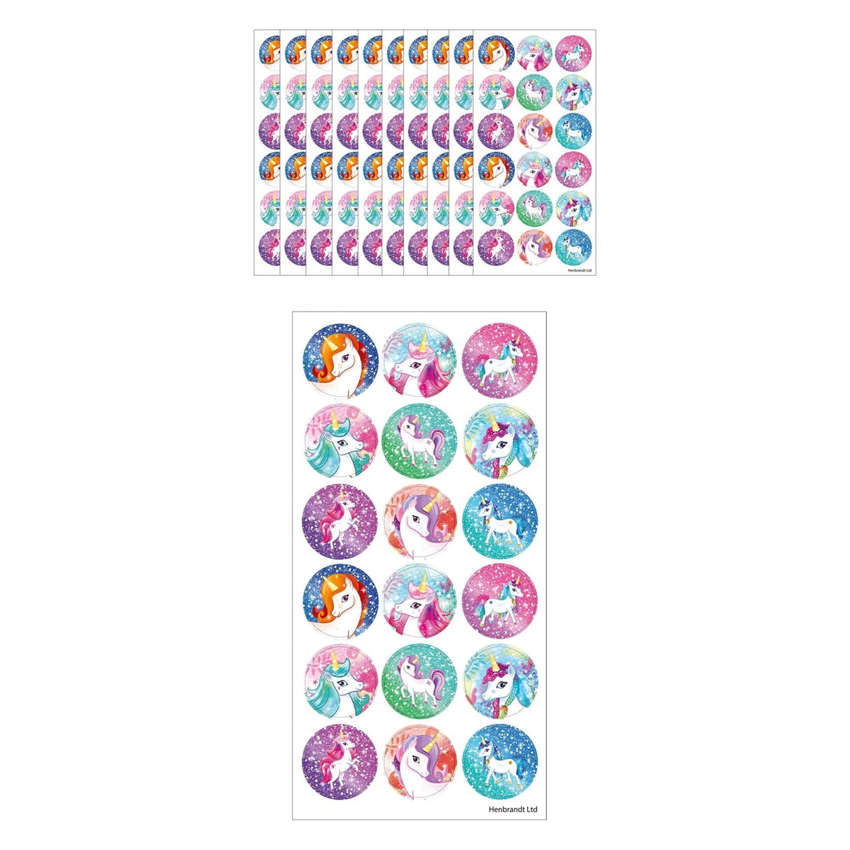Large unicorn stickers assortment for teachers and arts and crafts.