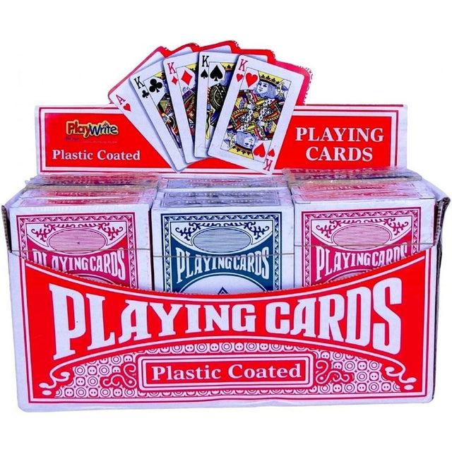 Playing Cards, plastic coated, in colorful packaging for entertainment and games.