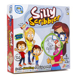 Silly Scribbler Pencil On Nose Drawing Game packaging showing cartoon illustration and game details.