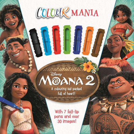 Disney Moana 2 Colourmania coloring set with 7 felt-tip pens and over 30 images.