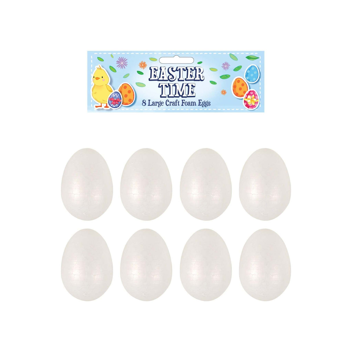 Foam Easter Egg Craft Kit 8pcs, perfect for decorating, 5.5cm size.