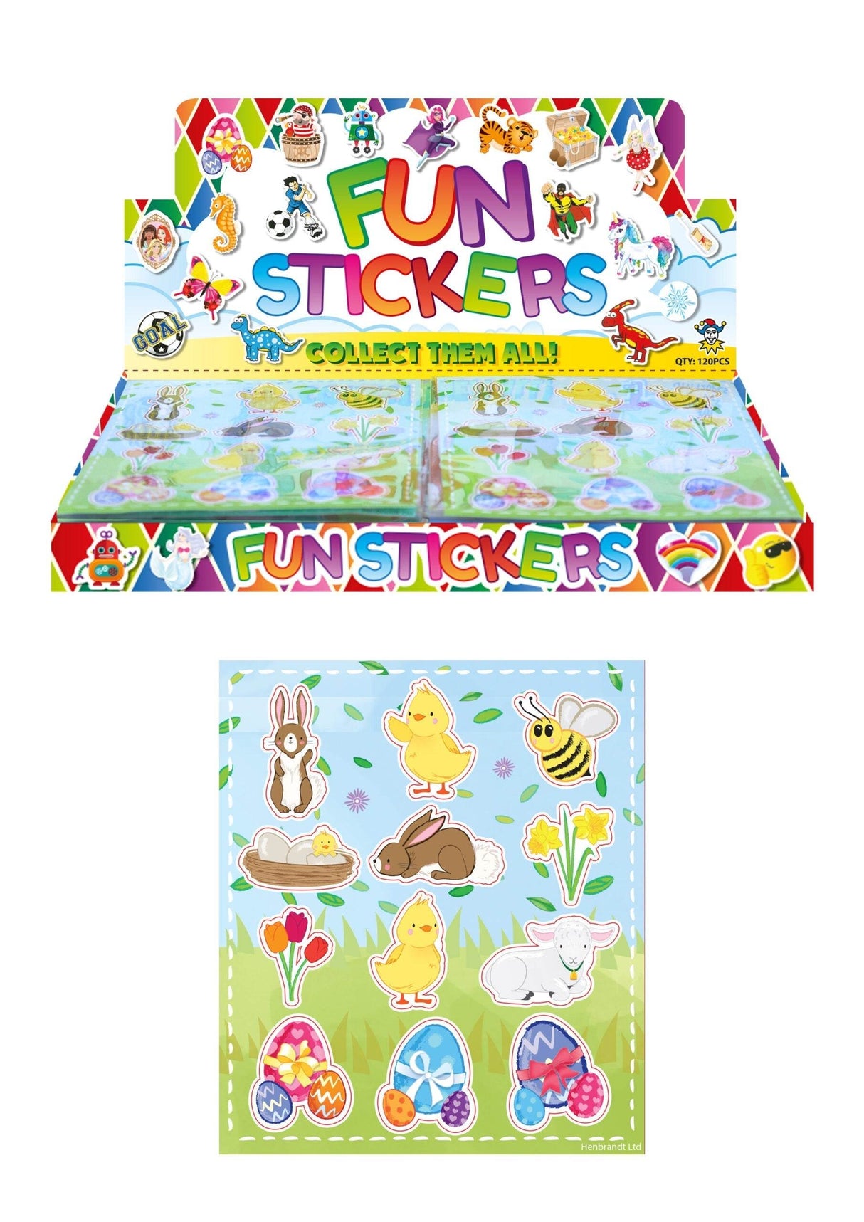 Vibrant Easter sticker sheet with 12 unique designs for cards and gifts.