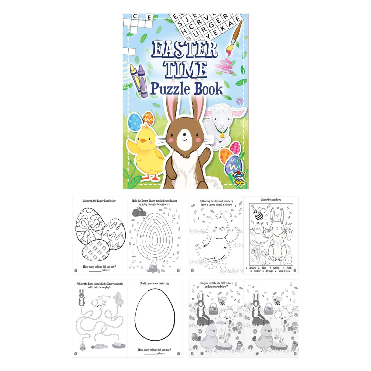 Mini Easter Puzzle Books with fun activities including coloring, join the dots, and word puzzles, ideal as party favors.