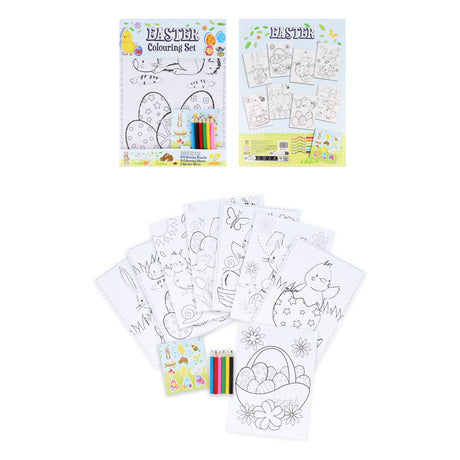 Easter Colouring Set with stickers and crayons for creative drawing.