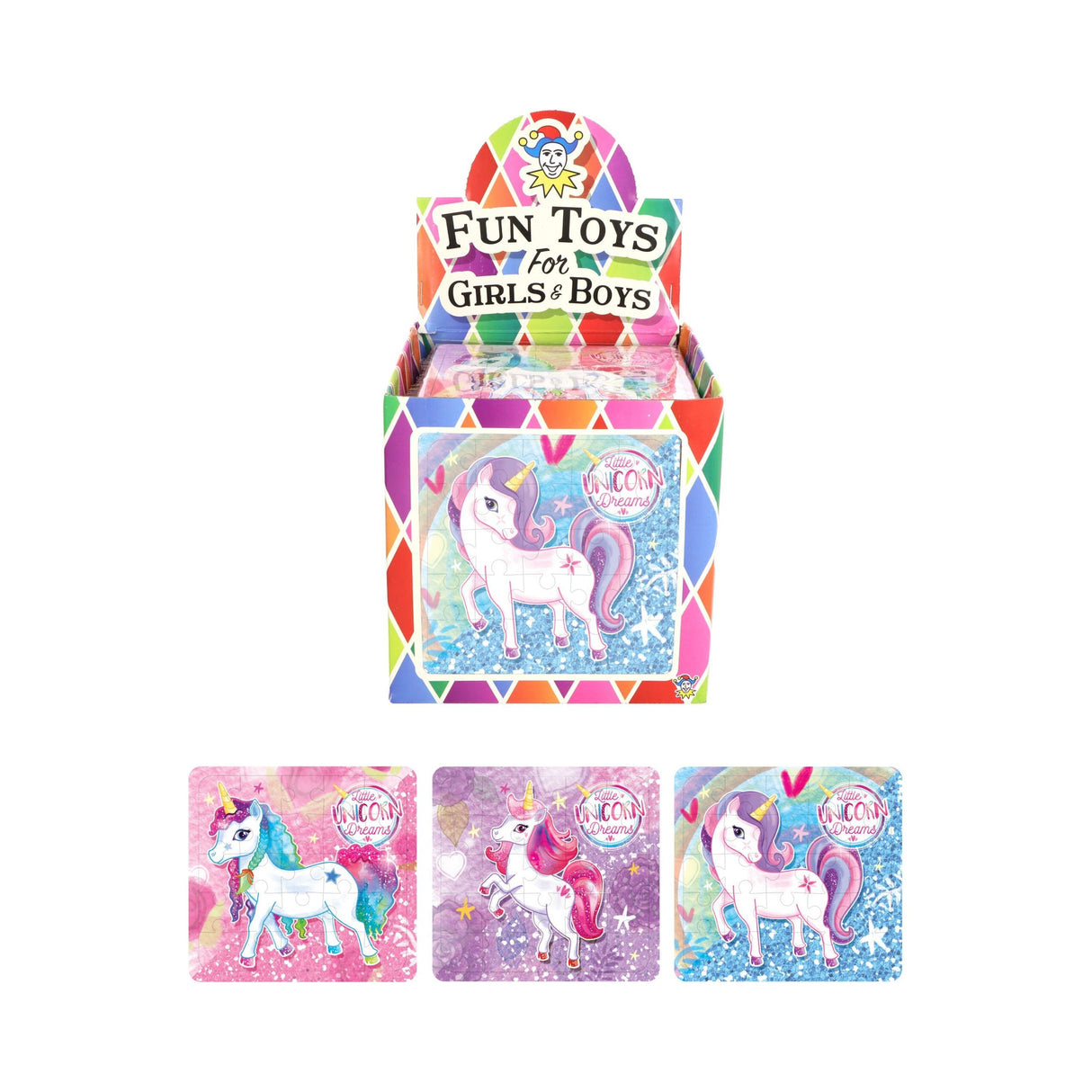 Mini Unicorn Jigsaw Puzzle, 13cm x 12cm, colorful fun toy for kids.