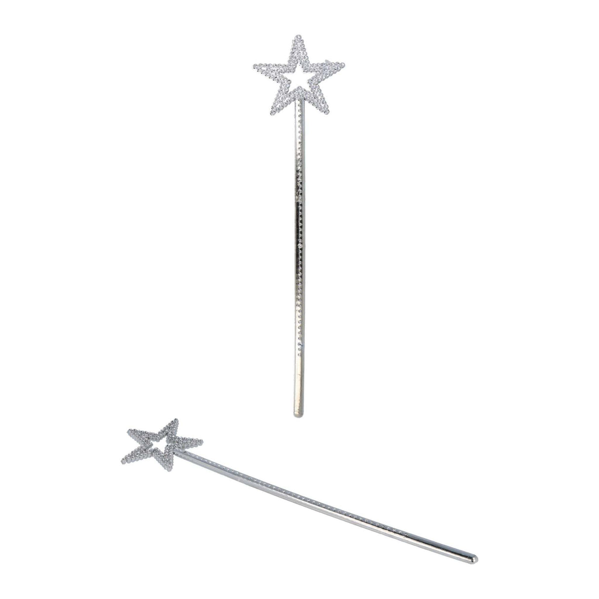Large silver star wand, 35cm, perfect for fancy dress or gifts.