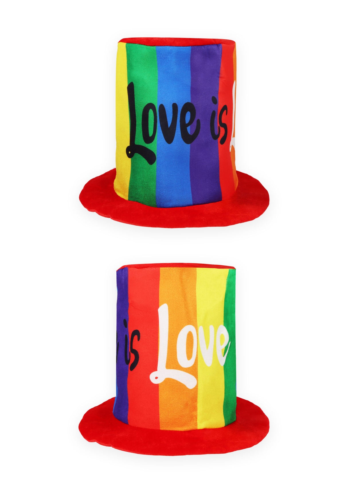 Rainbow Pride ‘Love is Love’ Tall Top Hat (Adult) Quantities of 12 Wholesale