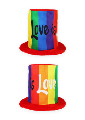 Rainbow Pride ‘Love is Love’ Tall Top Hat (Adult) Quantities of 12 Wholesale
