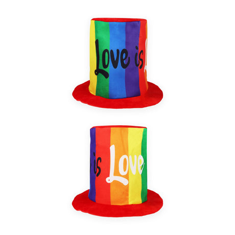 Rainbow Pride ‘Love is Love’ Tall Top Hat (Adult) Quantities of 12 Wholesale