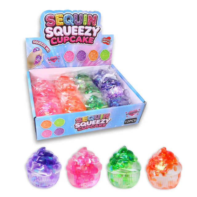 5cm Sequin Squish Cupcakes Quantities of 12 Wholesale