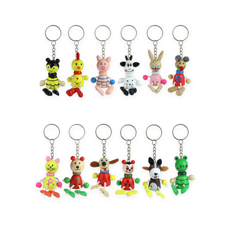 Wooden Animal Keychains (5cm) Quantities of 60 Wholesale