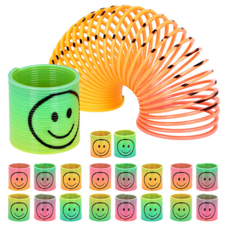 Mini Rainbow Springs with Smiling Faces (3.5cm) Packs of 6 Wholesale