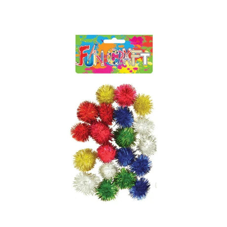 Colorful tinsel pom poms for festive holiday decor.